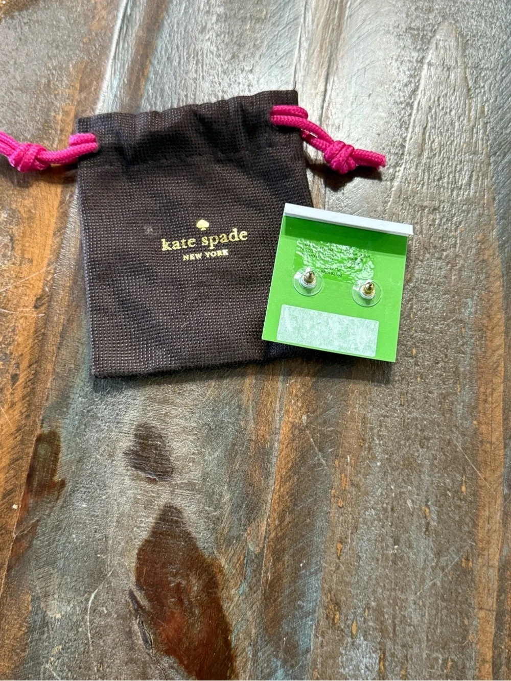 Kate Spade Green & Gold Faceted Crystal Cluster Stud Earrings + Dust Bag NWT